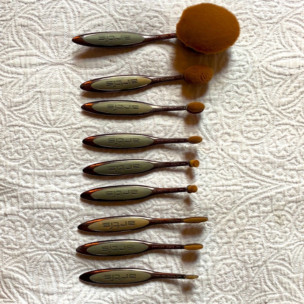 11 Artis makeup brushes + cleaning solution